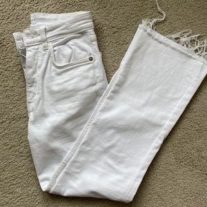 Zara straight leg raw hem jeans, white